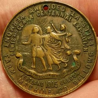 Token Medal 1905 Lewis Clark Fair Expo.  Vermont Farm Machine Cream Gold Award