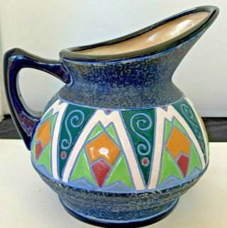 Antique Hallmarked Czech Amphora Art Deco Enameled Art Pottery Pitcher/ Ewer