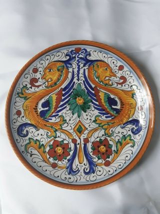 Deruta Italian Hand Painted Ceramic Decorative 9 1/2 " Round Wall Plate Decor