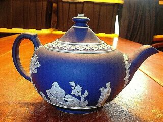 Lovely Vintage Wedgwood Cobalt Blue Jasperware Teapot