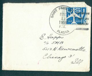 Alaska Airplane Dropped Cover,  Letter 1959 From St.  George,  Saint Paul Island