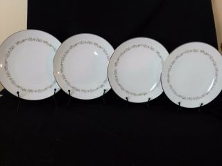 Kenmark Fine China Salad Plate Meadow Brook Pattern 8 1/2 Wide White Set Of 6