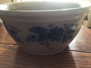 Eldreth Pottery Cobalt Blue Stoneware Salt Glaze Floral Bowl 9 1/2” 1994 Pretty