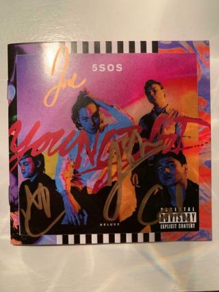 5sos Hand - Signed Cd Cover Book,  Autographed Bas Youngblood,  5 Seconds Of Summer