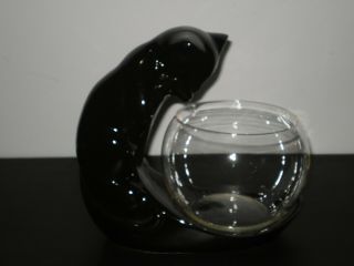 Royal Haeger Black Cat Fish Bowl 1999