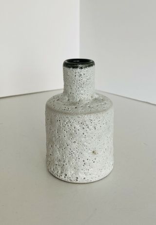 Jonathan Adler Mini Lava Glaze Vase White Brown 3.  5 " Bumpy Mcm Style Signed Rare