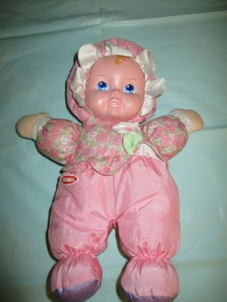 Vtg Playskool Snuzzles My First Very Soft Baby Doll Pink Pastel Squeak Toy Lovey
