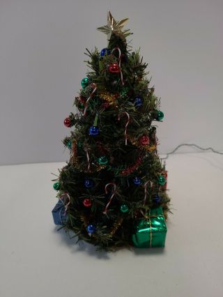Miniature Christmas Tree 1:12 With Lights And Wreath