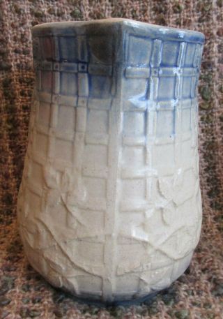 Antique Blue & White Stoneware Pitcher Rose Trestle 3