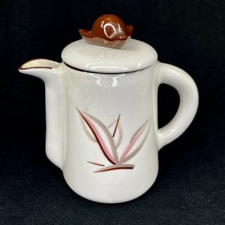 Vintage Winfield Ware Brown Pink Dragon Flower Coffee Pot Mcm Modern