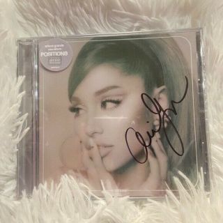 Ariana Grande Autographed Signed Positions Cd Plus Merch Vg