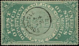 Oxf1 1872 Post Office Registry Seal Stamp - " Southold " Son Handstamp Cancel
