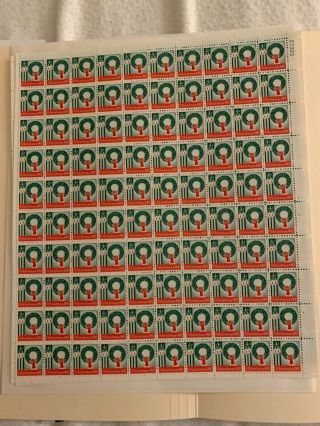 4 Cent Christmas Wreath Sheet Of 100 Mnh Og Scott 1205