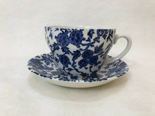 Vintage Arden Burleigh Staffordshire England Jumbo Cup & Saucer Blue & White Set