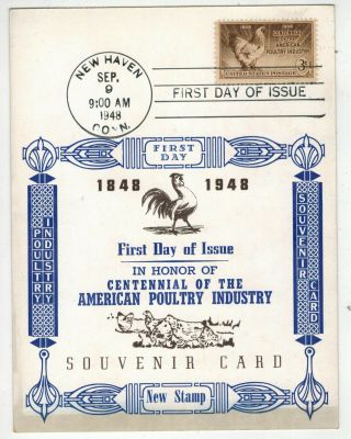 Ps C28 Sanders Souvenir Card Fdc 968 Chickens American Poultry Industry 1948