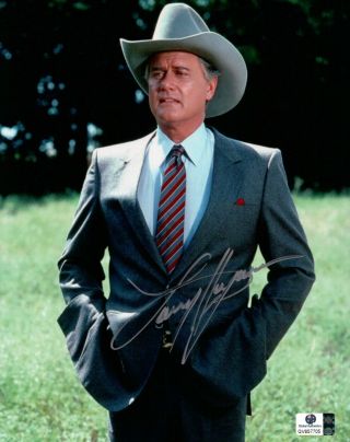 Larry Hagman Signed Autographed 8x10 Photo Dallas J.  R.  Ewing Gray Suit Ga