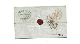 U S stamps 1845 cover to London via Singapore Boston ship cancel 2