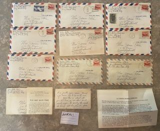 Lot (10) Uss Lansing Der 388 Post Ww2 Wwii War Letters From Sailor To Wife