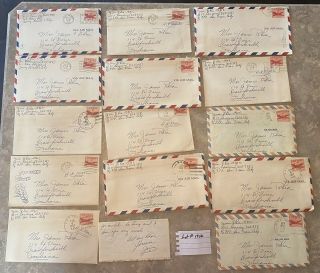 Lot (15) Uss Lansing Der 388 Post Ww2 Wwii War Letters From Sailor To Wife