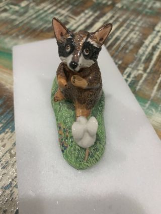 Vintage Basil Matthews Figurine - Raccoon With Mouse Signed Collectible Statue