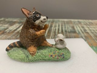 Vintage Basil Matthews Figurine - Raccoon with Mouse signed collectible statue 3