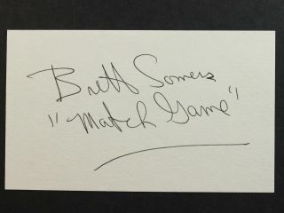 Brett Somers (1924 - 2007) (match Game) Autograph Index Card