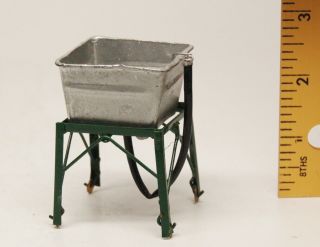 Galvanized Wash Tub On Legs W/drain Hose,  2 1/2 " Tall,  1:12 Scale