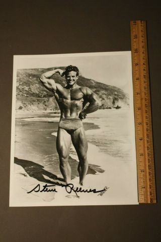 Vtg Steve Reeves Hercules Bodybuilder Beach Autographed Signed Warner Photo