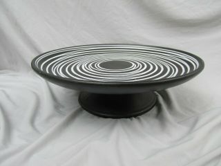 Vintage Haeger Pottery 3157 Black & White Mod 1960s Design Compote Pedestal