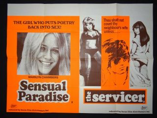 Marilyn Chambers Sensual Paradise Rare Wes Craven Uk Quad Film Poster