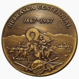 1967 Nebraska Centennial Medal - 34mm - Great State Seal Rev.  - Token