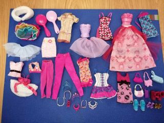Barbie Doll Clothes Bundle,  Dresses,  Skirts,  Shoes,  Accessories,  Tops,  Trousers