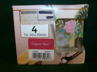 Corning / Corelle Elegant Rose Set Of 4 Juice 7 Oz.  Glasses