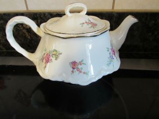 Vintage Teapot Homer Laughlin Cream Gold Floral Household Institute Priscilla