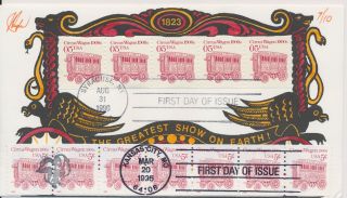 2452 & 2452d Pl S1 Circus Wagon 1900s Hand Painted Pugh Cachet First Day Cover