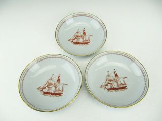 Set Of Three Spode Trade Winds Red Berry Bowls W 128 - C