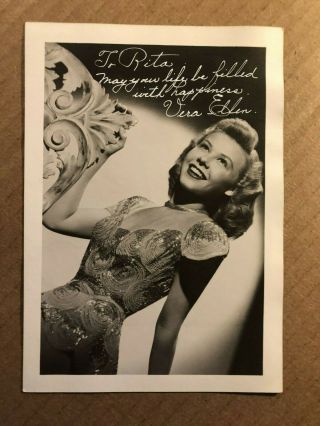 Vera - Ellen Rare Early Autographed Pin - Up Photo On The Town 1940s