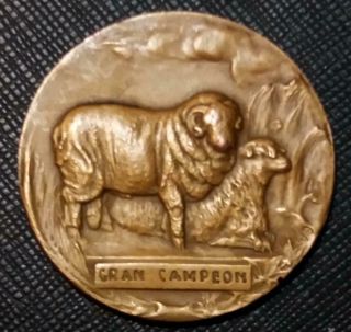 Uruguay National Cattle Expo Big Champion 40 Mm Beauty Medal With Sheep By Arnau