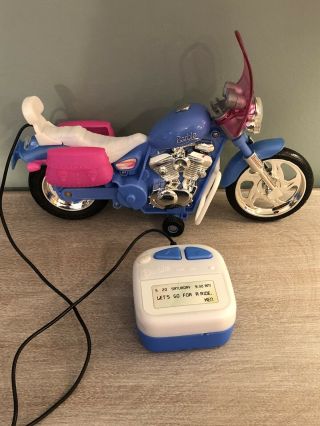 Barbie 1999 Motorcycle With Lights Tethered Remote Control Great