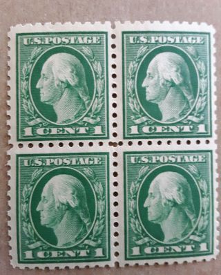 Us Stamp Block Of 4,  Scott 405,  1 Cent Washington,  Extra Fine.