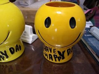 Vintage Mccoy Ceramic Cookie Jar No Lid Yellow Smiley Face Have A Happy Day