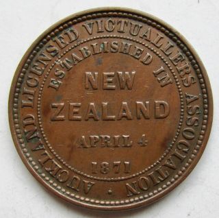 (1874) Zealand Auckland Licensed Victuallers Association Penny Token