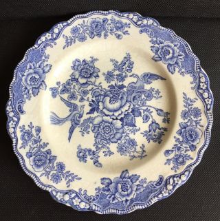 3 Gorgeous Antique Bristol Crown Ducal England Blue & White Transferware Plates
