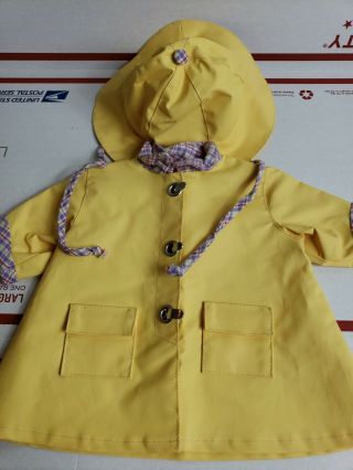 American Girl Bitty Baby Yellow Rain Coat Hat Plaid Edge