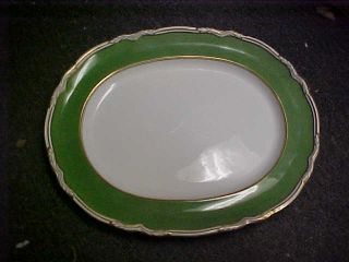 Spode Y485 15 " Platter Green Marble Border Gold Wings
