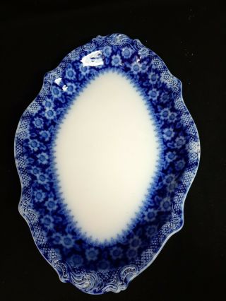 Grindley " Grace " 19 1/4 " Flow Blue Staffordshire Ironstone Platter 1800 