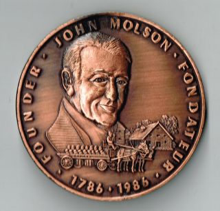 1986 Molson Breweries 200 Years Anniversary Commemorative Large Medal