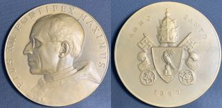 1950 Anno Santo 2 - 3/4” Bronze Medal Pope Pius Xii Pontifex Maximus Vatican City