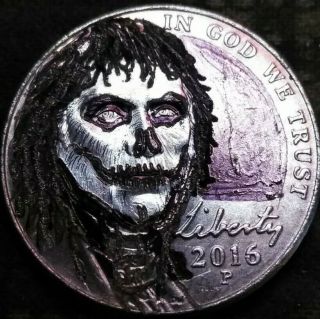 Hobo Nickel Hand Carved Coin Jefferson Nickel As Zombie By J&m Tarantula