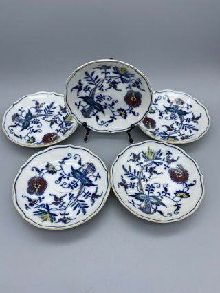Rare Blue Danube 4.  25 " Dishes,  Japan,  Hal - Sey Fifth Multicolor,  Gold,  Set Of 5